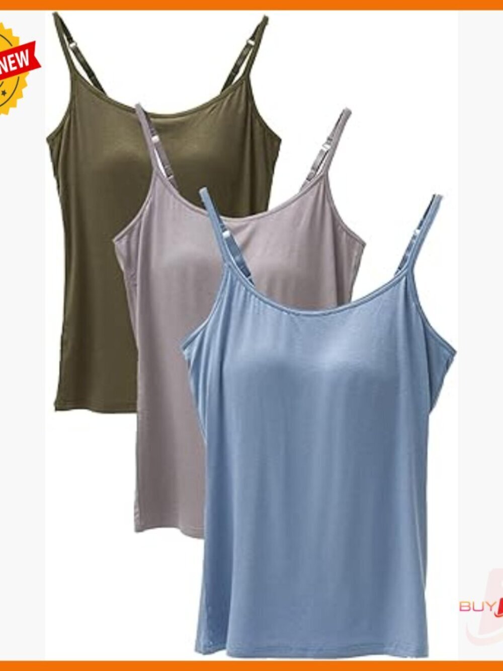 Built-In Bra Camisole Tank Top Adjustable Strap Padded Vest Layer